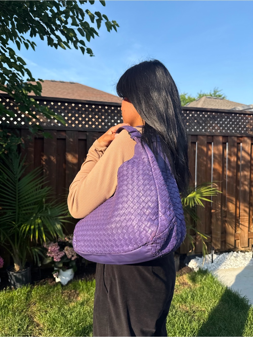 Bottega Veneta Purple Intrecciato Leather Hobo Bag